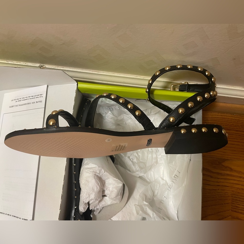🆕♠️Gianni Bini Black and Gold Studded Sz9 Sandals🖤 - Picture 2 of 8